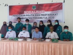 Gelar Sosialisasi Pendidikan Politik Bagi Masyarakat Kab. Pinrang Tahun Anggaran 2020, di Aula Kantor Kec. Mattiro Sompe