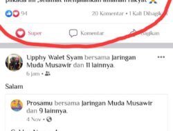Melalui Akun Facebooknya, Ketua DPRD Pasangkayu Beri Ucapan Selamat ke Paslon Yes Smart