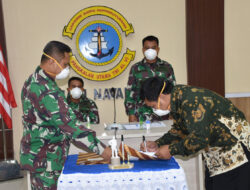 Disaksikan KASAL Melalui Vicon, Lantamal VI Makassar Laksanakan Penandatanganan Kontrak Bersama Pengadaan barang dan Jasa