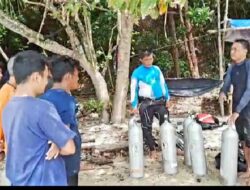 Pos TNI AL Lampia Berhasil Lepaskan Penyu Hijau Yang Terperangkap Jaring Nelayan