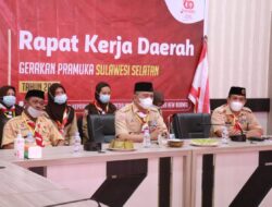 Via Vidcon, Sekda Bersama Unsur Kwarcab Barru Ikuti Rakerda Gerakan Pramuka Sulsel