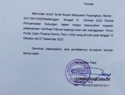 Beredar Surat Edaran Camat Bulu Taba Untuk Menyukseskan Verfak Parpol?