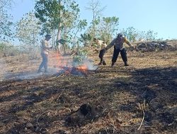 Cegah Kebakaran Meluas, Polsek Lunyuk Gerak Cepat Padamkan Titik Api