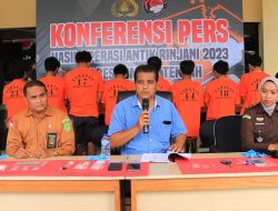 Polres Loteng Ungkap 6 Kasus Narkoba Dengan 8 Tersangka hasil Ops Antik Rinjani 2023.