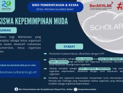 Pendaftaran Beasiswa Pemprov Sulbar Bagi Mahasiswa Umum Akan Dibuka 1 September 2024