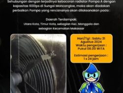 PDAM Makassar Lakukan Perbaikan Kebocoran Radiator Pompa A di Sungai Moncongloe