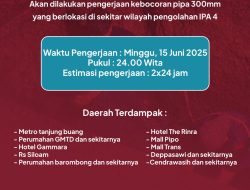 PDAM Makassar Lakukan Perbaikan Pipa Bocor di IPA 4, Sejumlah Wilayah Alami Gangguan Pasokan Air