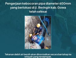 Pengerjaan Pipa Bocor di Jl Beringin Selesai Lebih Cepat, PDAM Makassar Lanjutkan Normalisasi
