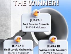 Siswa SMPN 4 Makassar Juara 1 Lomba Dongeng “Cinta, Bangga, Paham Rupiah” Tingkat Provinsi