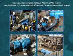 Koneksi Pipa Distribusi Utama PDAM Makassar di Pa’baeng-Baeng Selesai Tepat Waktu