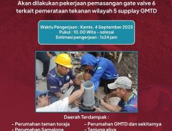 PDAM Makassar Umumkan Pemasangan Gate Valve 6, Sejumlah Wilayah Terdampak