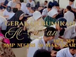 Gerakan Bumi Al-Qur’an Menggema di SMPN 50 Makassar, Siswa Targetkan Khatam 50 Kali