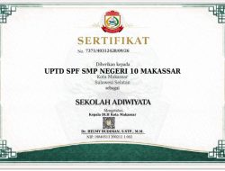 SMPN 10 Makassar Raih Sertifikat Adiwiyata DLH Kota Makassar